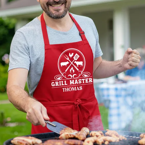 Miniatura 4 de Delantal para barbacoa y parrilla, regalo personalizado para el día del padre para papá, maestro de parrilla, abuelo, delantal de chef, delantales