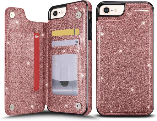 Miniatura 15 de Funda de piel tipo cartera para iPhone con (dos cierres magnéticos), (ranuras para tarjetas) función atril