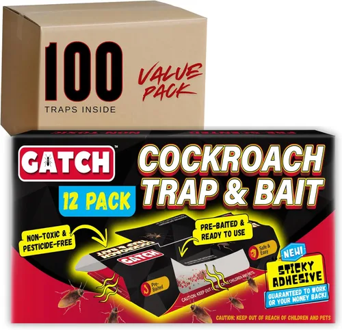 Miniatura 9 de GATCH Trampas para cucarachas para interiores (paquete de 12), trampas adhesivas para cucarachas, trampas de pegamento adhesivo para cucarachas
