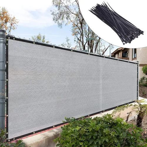 Royal Shade - Malla de privacidad para cerca, cortavientos, de 4 pies de alto, cubierta de tela de malla, bridas para cables incluidas, tamaño Gris
