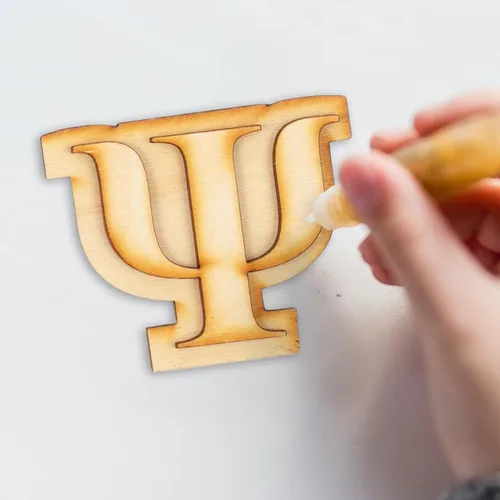 Miniatura 5 de Paquete de 2 letras griegas oficiales de madera para manualidades, Delta - Fuente clásica de 2 pulgadas, letras griegas de madera de doble capa