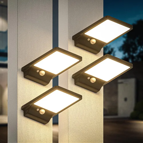 Miniatura 11 de Luz solar para exteriores, pared, paso, puerta, poste, blanco cálido de 3000 K, batería de litio de 2000 mAh, 350 lm, impermeable, sensor