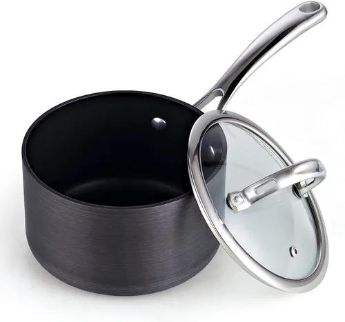 Miniatura 11 de Cooks Standard NC-00340 – Sartén con tapa de grado Premium, anodizado, sólido, antiadherente, 1 qt, Negro