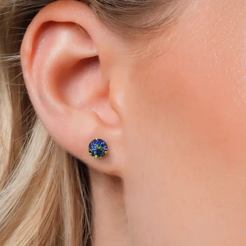 Miniatura 59 de Gem Stone King Aretes de Martini de oro amarillo de 14 quilates Aretes de tuerca de 3 puntas para mujeres y hombres Redondos de 0.236 pulgadas