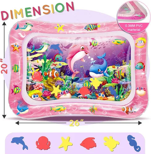 Miniatura 5 de Infinno Alfombrilla de agua para bebés y niños de 3, 6 y 9 meses, para desarrollo sensorial, gran idea de regalo para recién nacidos Rosa