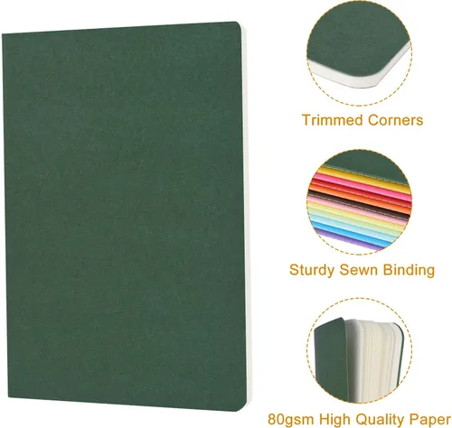 Miniatura 3 de ZCZN Paquete de 24 cuadernos en blanco coloridos a granel, diarios A5 con 12 colores, 60 páginas/30 hojas, 21 x 13 cm, papel liso, cuadernos