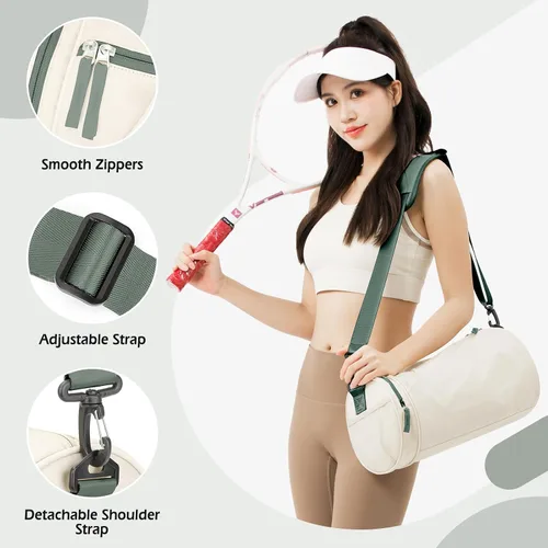 Miniatura 3 de Bolsa de gimnasio pequeña para mujer, A8-Beige y Verde