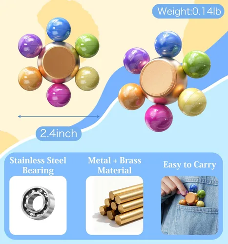 Miniatura 2 de ATESSON Fidget Spinner de metal para adultos y niños con rodamiento de acero inoxidable de alta velocidad, rotación silenciosa para 3-5 minutos