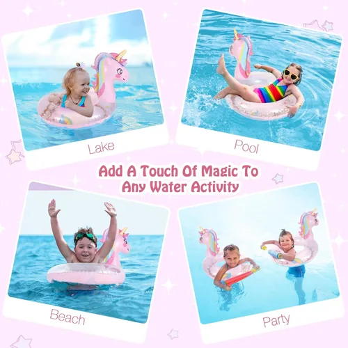 Miniatura 7 de Moko Anillos de natación inflables, flotadores de piscina, tubos de natación, anillos de forma redonda, lindo diseño de dibujos animados, playa, Rosa