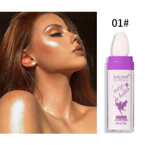 Miniatura 3 de Polvo De Hadas - Palillo de resaltador en polvo con purpurina suelta para contornear polvo facial con brillo (#01 blanco perla)
