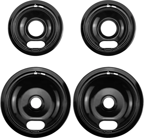 APPLIANCEMATES W10290350 W10290353 - Juego de sartenes de goteo de porcelana para quemador Whirlpool, cuencos de goteo para estufas eléctricas, 4