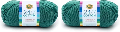 Miniatura 45 de Lion Brand Yarn, Hilo ligero mercerizado de algodón 24/7 para tejer, ganchillo y manualidades, Almirante, 1 paquete, 185 yardas de fibra natural