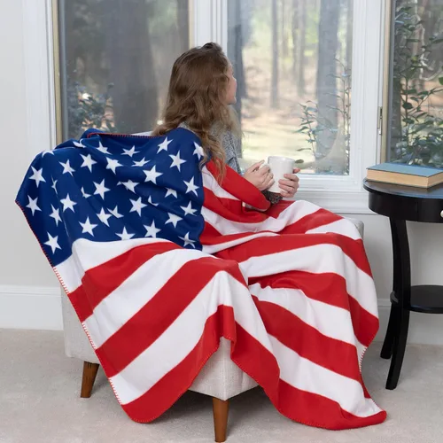 Miniatura 4 de Manta con la bandera estadounidense, manta de felpa de poliéster de los Estados Unidos, decoración del hogar con bandera estadounidense