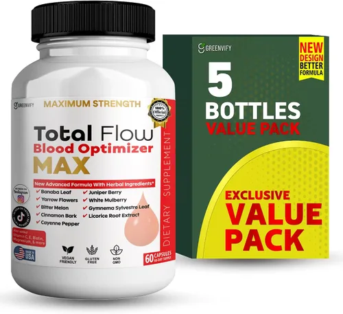Miniatura 10 de Total Flow Blood Optimizer Max, 60 cápsulas vegetales, suplemento de apoyo de sangre con vitaminas y hierbas (1)