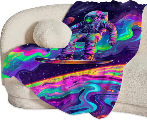 Miniatura 6 de Manta de Astronauta Manta de Tiro Espacial Regalos y Decoración de Astronauta Manta de Astronauta de Fantasía para Niños Niñas Mujeres Hombres Niños