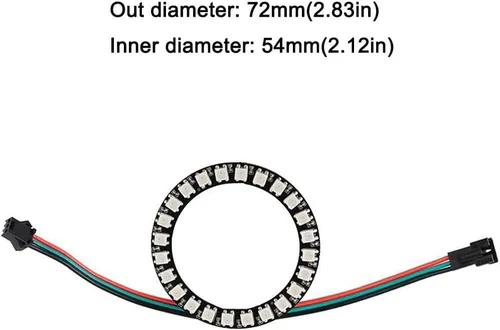 Miniatura 3 de Anillo LED WS2812 de 24 bits con cable SM2.54-3P, 24 x WS2812B 5050 RGB LED módulo a todo color DC5V con controladores integrados programables
