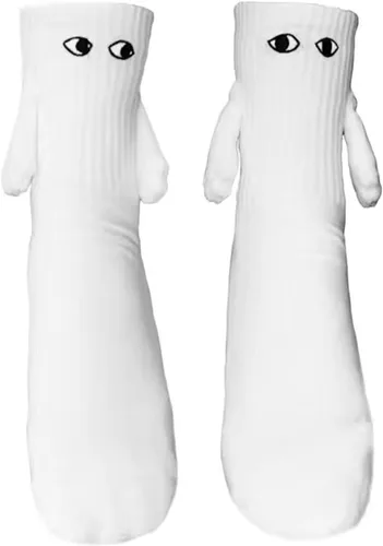 UAURORAO Calcetines de pareja de muñecas 3D para mujeres y hombres, calcetines divertidos para sostener las manos en la mano, calcetines de amistad
