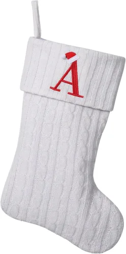 Miniatura 104 de Medias de Navidad personalizadas de 19 pulgadas con iniciales bordadas, medias de Navidad de punto negro para decoraciones de vacaciones familiares
