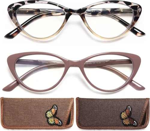 Miniatura 11 de EYEURL Gafas de lectura de ojo de gato para mujer, juego de 2 lentes de lectura con bloqueo de luz azul + 1.5 lentes de calidad para mujer, marco