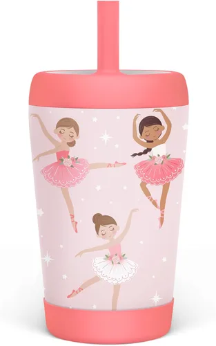 Miniatura 31 de Vaso de acero inoxidable aislado para niños con popote de silicona, taza para sorber de 12 onzas para niños (alfabeto)