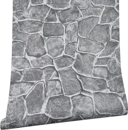SimpleLife4U, papel decorativo, papel de contacto, de vinilo, revestimiento para paredes de living, estantes, adhesivo, color gris roca, 17.7