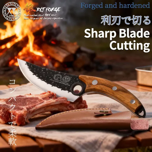 Miniatura 5 de XYJ FULL TANG Cuchillo Deshuesador de Acero Inoxidable de 6 Pulgadas Cuchillos de Chef para Pesca Incluye Funda de Cuero Cuchillos de Cocina al Aire