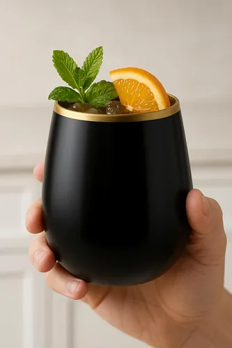 Miniatura 2 de Oojami 40 vasos de 12 onzas irrompibles de plástico sin tallo, para vino, champán, whisky, elegantes, duraderos, desechables, para interiores y negro