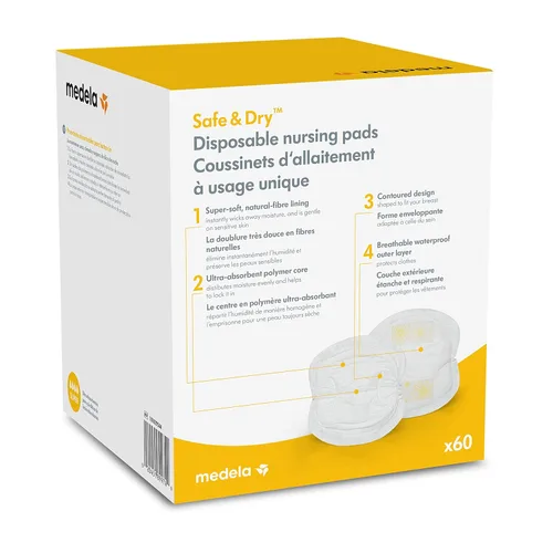 Miniatura 6 de Medela Almohadillas de lactancia, paquete de 60 almohadillas desechables para el pecho, excelente absorción, protección contra fugas, doble adhesivo