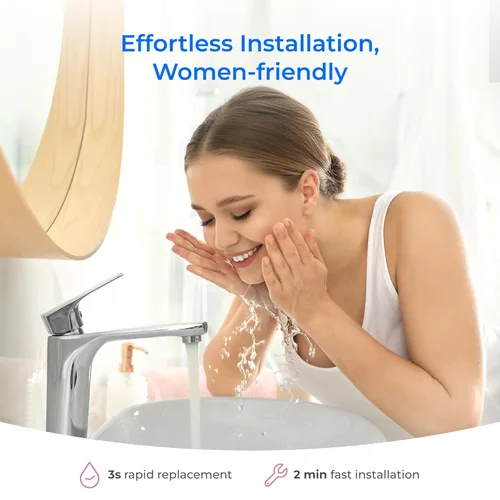 Miniatura 9 de Waterdrop BFU1 Filtro de agua para baño, para el cuidado facial, agua suave, enriquecido con estroncio Lavabo de baño White-Direct Connect