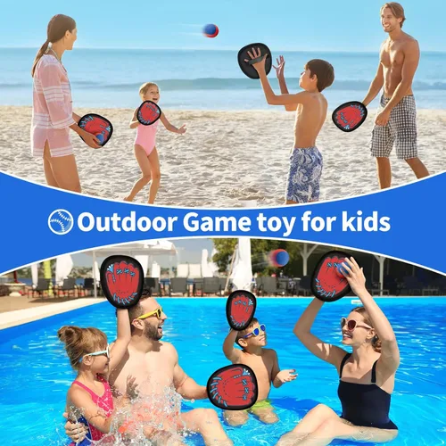 Miniatura 5 de SpringFlower Paquete de 4 juegos de atrapar y lanzar, juego de pelota para atrapar niños pequeños, juego de béisbol para niños, playa y piscina al