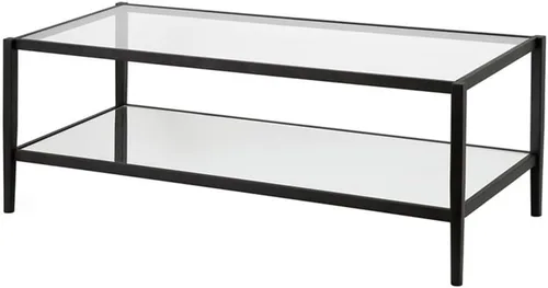Miniatura 8 de Mesa de centro rectangular moderna en negro y bronce con estante de espejo