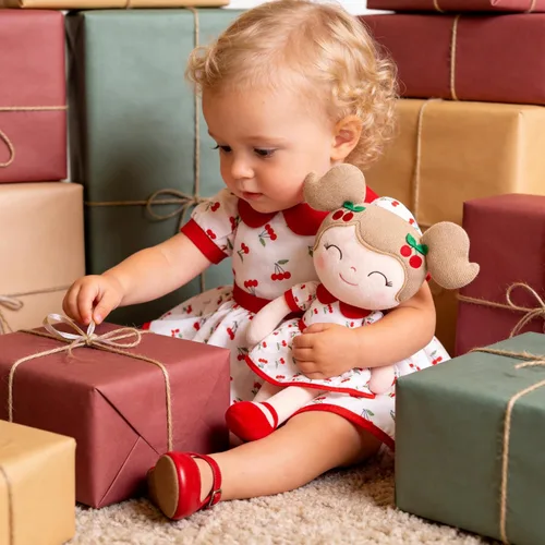 Miniatura 4 de Gloveleya Muñeca bebé niña regalos juguetes de peluche muñecas suaves regalos bebé niña cereza rojo 15 pulgadas con caja de regalo Nuevo