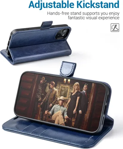 Miniatura 4 de OCASE Funda tipo cartera compatible con iPhone 13, de piel sintética, con tarjetero, bloqueo RFID, soporte para teléfono
