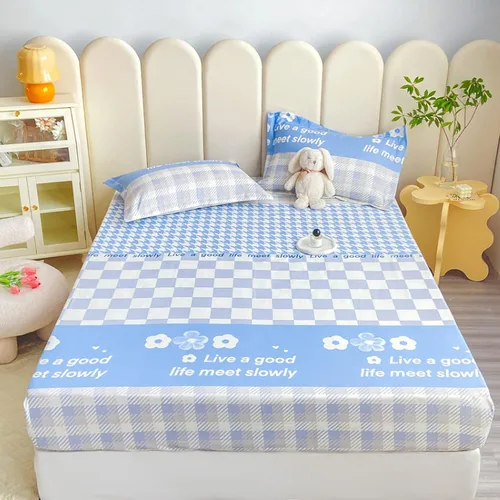 Miniatura 8 de Sábana bajera tamaño individual suave y acogedora, de algodón lavado, de algodón cepillado, para dormitorio de niños y niñas, funda de almohada