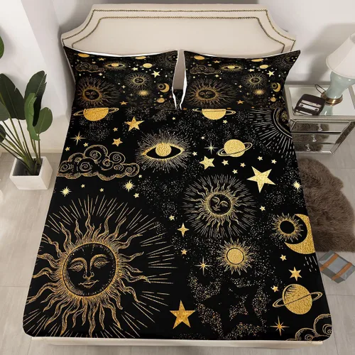 Miniatura 42 de Sábanas de cama con estampado de patas de perro para niños, sábana bajera ajustable de huesos coloridos para los amantes de los perros