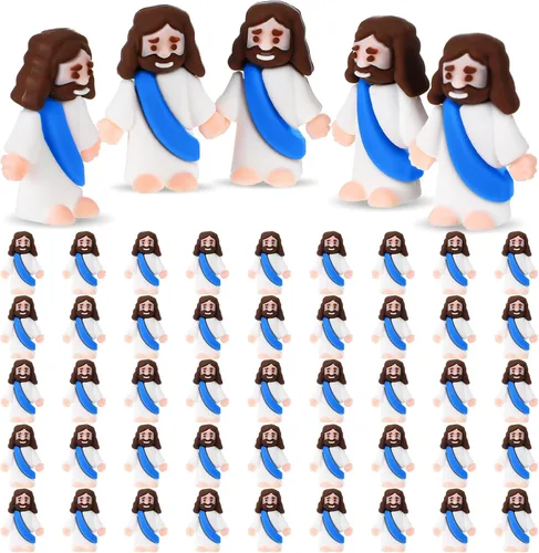 Miniatura 13 de Sumind 50 Piezas Figuras Pequeñas de Jesús de Navidad Mini Figuras de Jesús de Bolsillo a Granel Diseño Original para Navidad Juego de Escondite