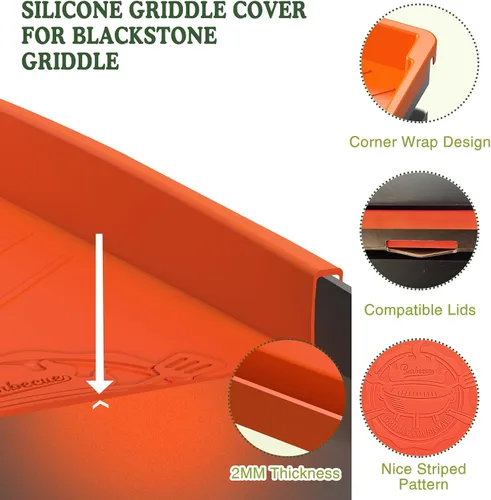 Miniatura 7 de Funda de parrilla de silicona para Blackstone de 22 pulgadas, cubierta protectora de silicona de grado alimenticio de borde completo y resistente