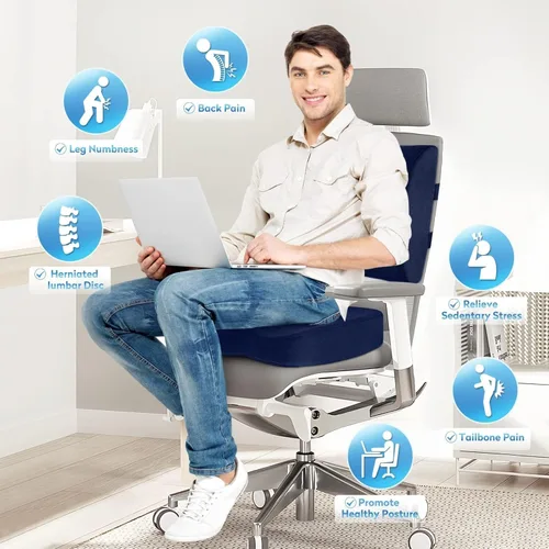 Miniatura 5 de CloudBliss Cojín de asiento, cojín para silla de oficina, cojín de asiento de automóvil, almohada de apoyo lumbar para silla de oficina, almohada