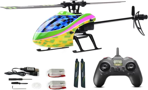 Miniatura 9 de FLYCOLOR Helicóptero RC F03 4Channel 2.4Ghz Control remoto con giroscopio de 6 ejes y retención de altitud y una tecla de despegue para Verde
