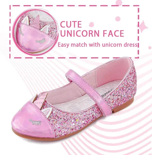 Miniatura 5 de Furdeour Girls Dress Shoes Mary Jane Flower Wedding Party Bridesmaids Shoes Glitter Princess Ballet Flats for Kid Toddler