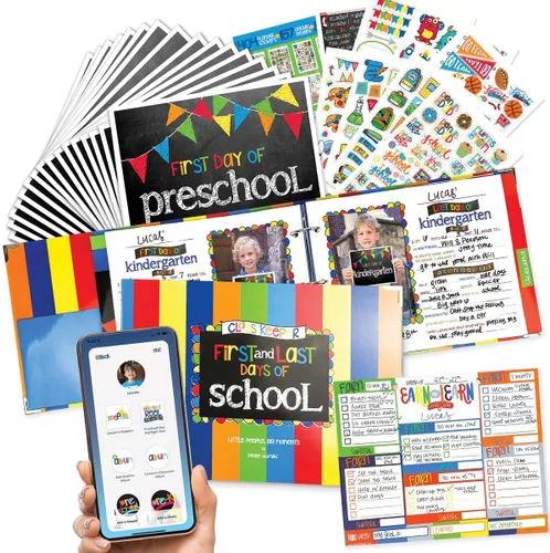 Miniatura 12 de Libro de recuerdos escolares Class Keeper Álbum de recortes para niños – preescolar a universidad Bolsillo de recuerdo para cada grado Páginas