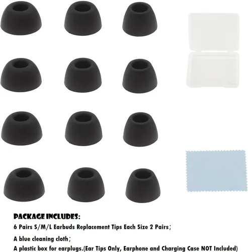Miniatura 2 de 6 pares de puntas negras de repuesto de silicona S/M/L para Galaxy Buds 2 Pro, compatibles con Samsung Galaxy Buds 2 Pro