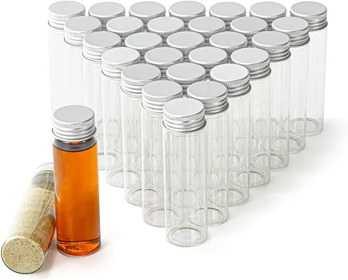 Miniatura 10 de Viales de vidrio de 80 ml, 14 piezas, con tapa de rosca de aluminio, 14 botellas de vidrio transparente de BKMAMLAB