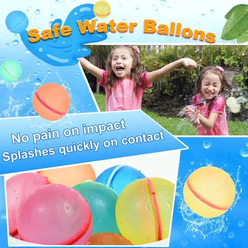Miniatura 5 de 98K Globos de agua reutilizables, 6 piezas con bolsa de malla, juguetes de agua para piscina y playa, para niños y niñas, juguetes de verano al aire