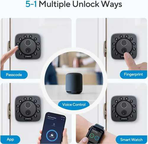 Miniatura 4 de ULTRALOQ Cerradura Inteligente Bolt Fingerprint Matter Actualización 2025, cerradura de puerta de entrada sin llave de huellas dactilares, funciona