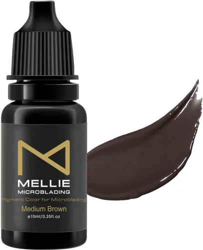 M Ellie Microblading Pigmento – Marrón medio 0.3 fl oz/0.35 fl oz | Grado médico | Sin mezcla | Larga duración para profesionales suministros