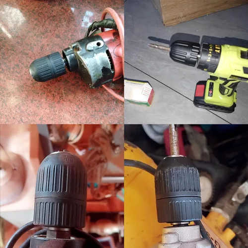 Miniatura 6 de HFS (R) Portabrocas sin llave para taladro de 3/8" con 24 UNF rosca montaje eje 0.031-0.394 in capacidad