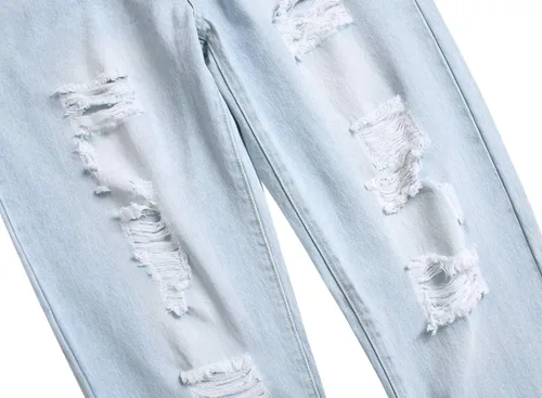 Miniatura 5 de Jeans elásticos ajustados para hombre con pantalones regulares elásticos rasgados