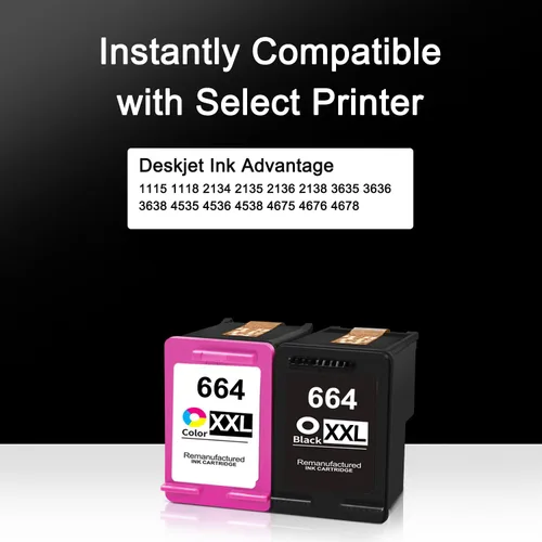 Miniatura 2 de 664xl - Cartucho de tinta negro y color de repuesto para HP 664 XL para impresora DeskJet 1115 2135 2138 3635 3636 3638 4675 4676 4678 4535 4536
