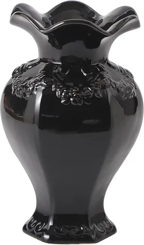 Jarrón de cerámica negra, jarrón decorativo para decoración moderna del hogar, decoración minimalista de granja, jarrones bohemios para sala de